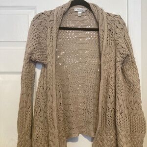 Dress Barn Women's Tan Lace open front Cardigan Sweater - Size Large